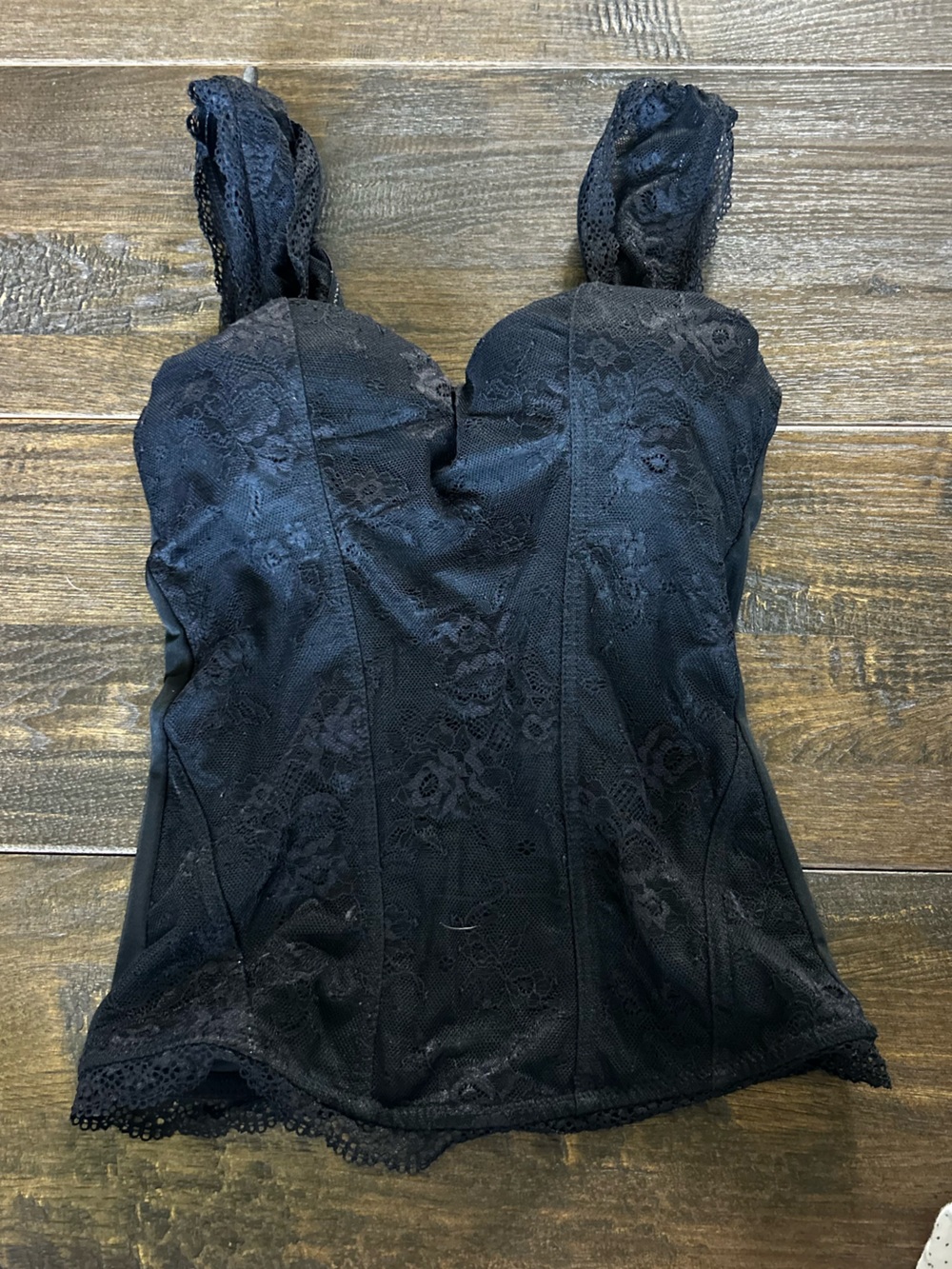 Spirit Black Lace Corset-Style Chemise Top